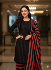 Marina Khaddi Sussi 3Piece Winter Special (Red Black)
