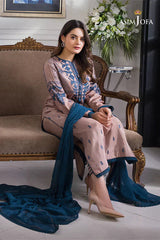 ASIM JOFA - 3PC DHANAK EMBROIDERED ZN-1086