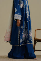 ZARA SHAH JAHAN - 3PC DHANAK EMBROIDERED SHIRT WITH TWILL PRINTED SHAWL AND TROUSER - ZN-1162