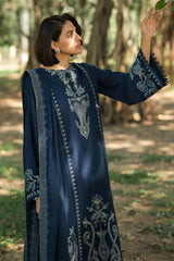 Zellbury Brand Dhanak embroidery Unstitch 3 Piece Dress With Embroidery Shawl ZN-1184