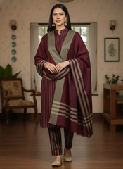 Marina Khaddi Sussi 3Piece Winter Special (Mehroon)