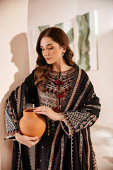 FLORENT - 3PC DHANAK EMBROIDERED SHIRT WITH DHANAK EMBROIDERED SHAWL AND TROUSER - ZN-1160