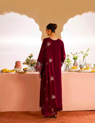 Mahnur Brand Heavy Embroidery Dhanak Fabric 3 Piece Unstitched Design With Embroidered Shawl ZN-1172