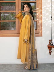 Izel Brand Dhanak Embroidery 3 Piece Unstitched dress With Printed Dhanak Shawl ZN-1182
