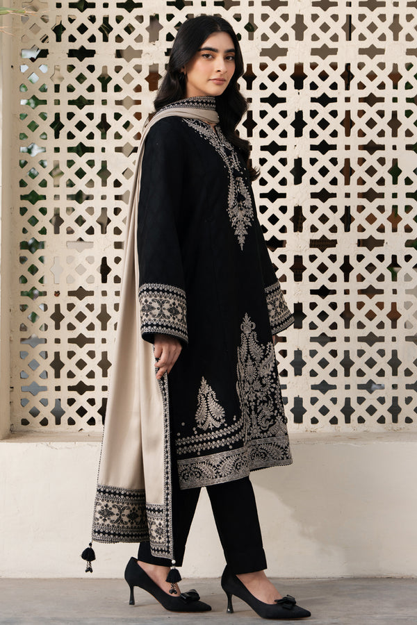 Jazmin-3PC DHANAK EMBROIDERED SHIRT WITH DHANK SHAWL AND TROUSER ZDH-515