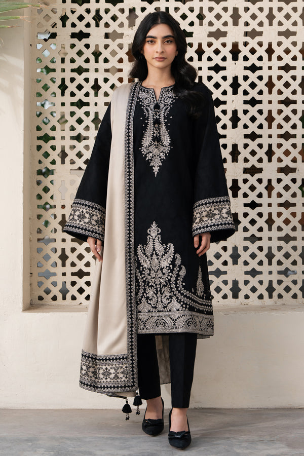 Jazmin-3PC DHANAK EMBROIDERED SHIRT WITH DHANK SHAWL AND TROUSER ZDH-515