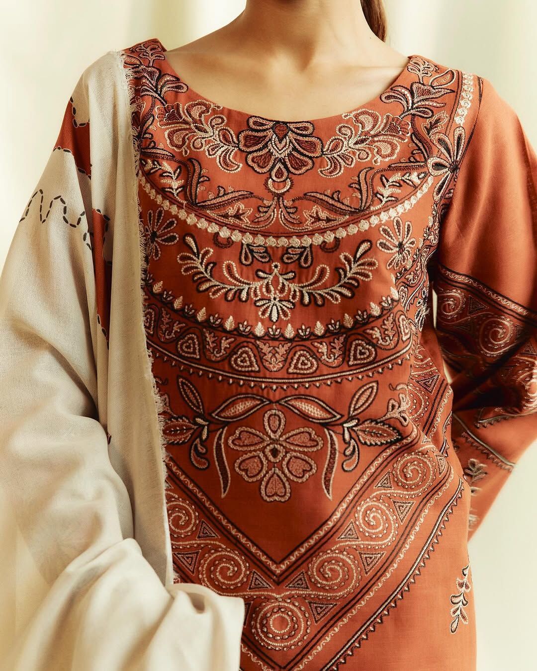 Coco By Zara Shah Jahan Dhanak Embroidery Unstitch 3 Piece Dress ZN-1179