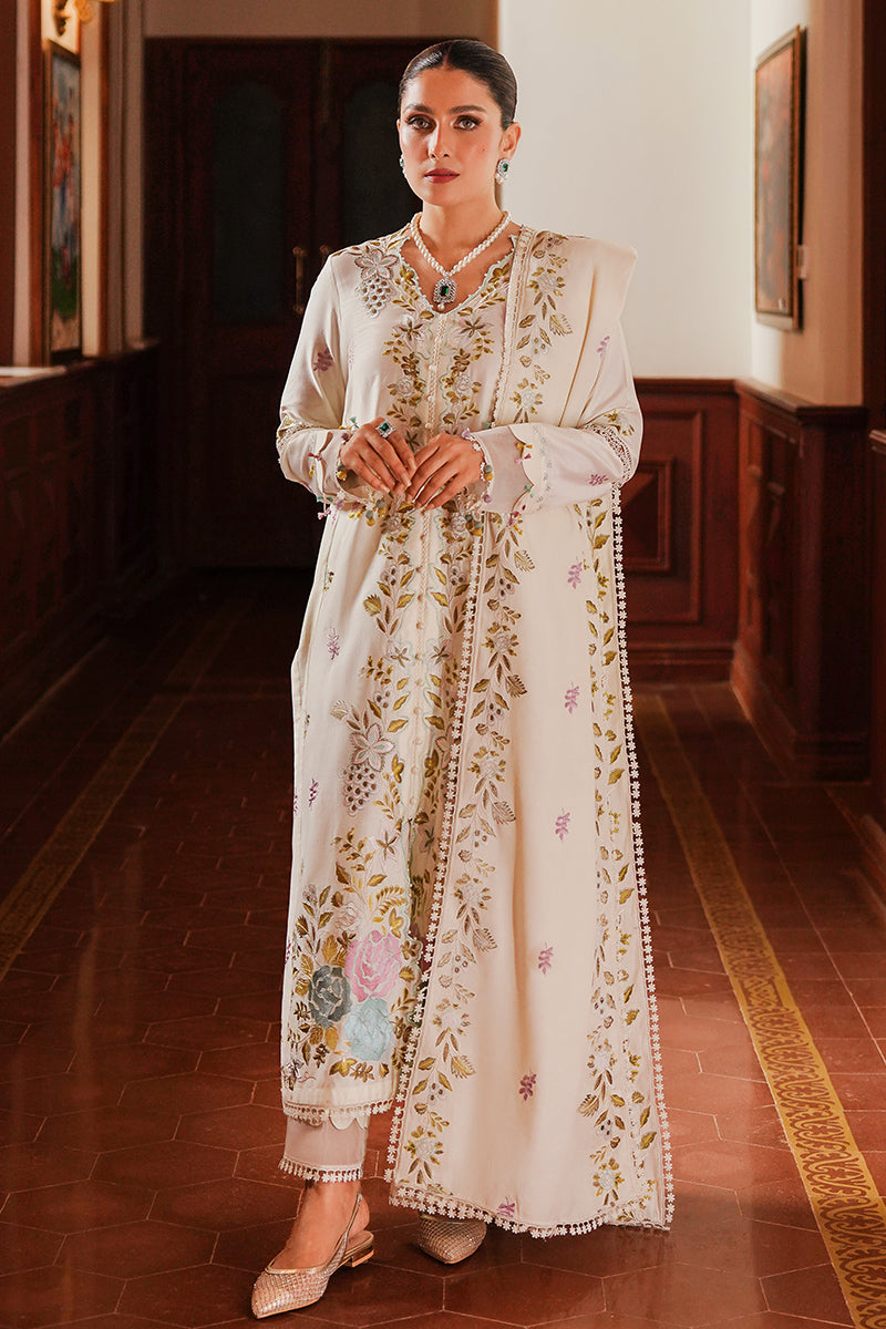 CROSS STITCH - 3PC DHANAK EMBROIDERED SHIRT WITH DHANAK EMBROIDERED SHAWL AND TROUSER - ZN-1159
