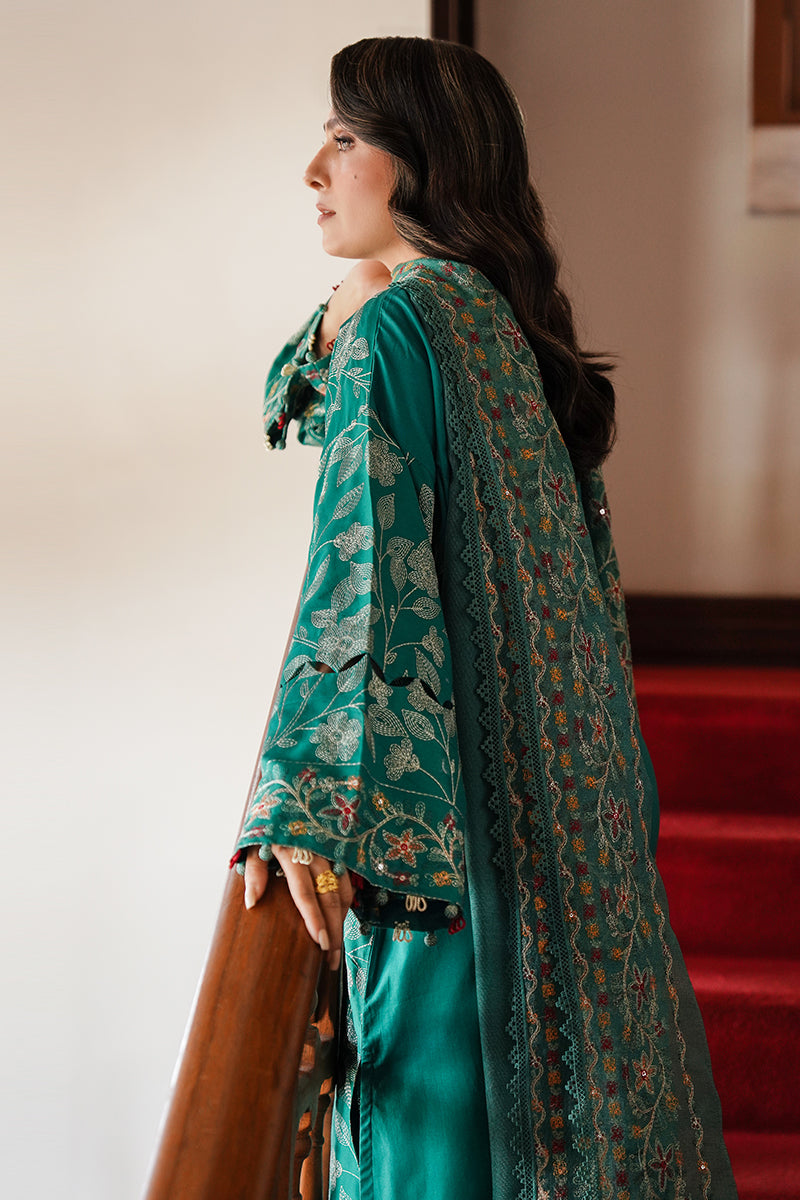 CROSS STITCH - 3PC DHANAK EMBROIDERED SHIRT DHANAK EMBROIDERED DUPATTA AND TROUSER - ZN-1165
