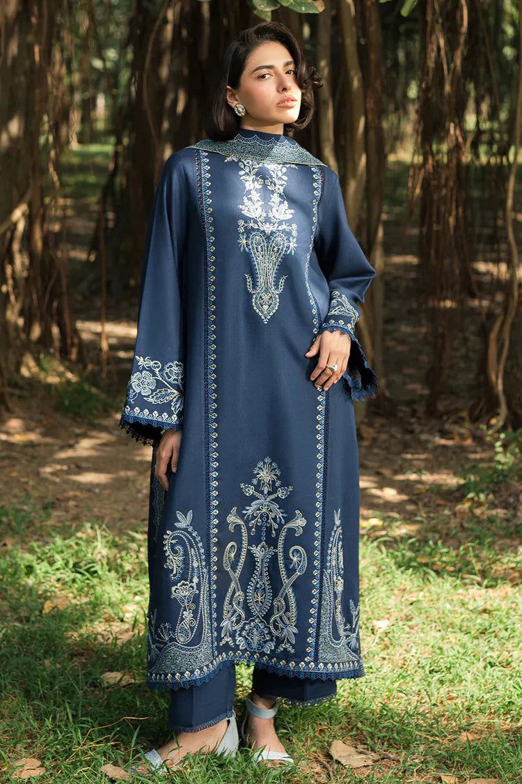 Zellbury Brand Dhanak embroidery Unstitch 3 Piece Dress With Embroidery Shawl ZN-1184
