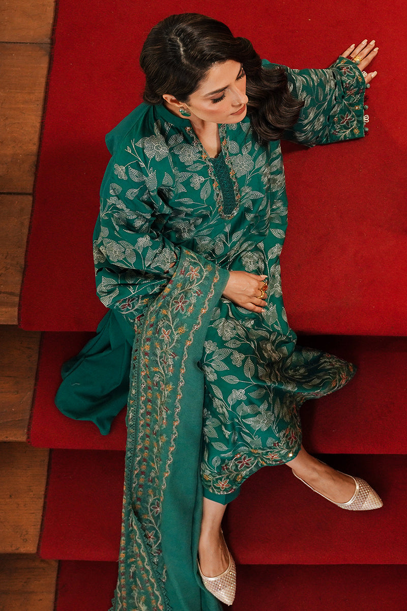 CROSS STITCH - 3PC DHANAK EMBROIDERED SHIRT DHANAK EMBROIDERED DUPATTA AND TROUSER - ZN-1165
