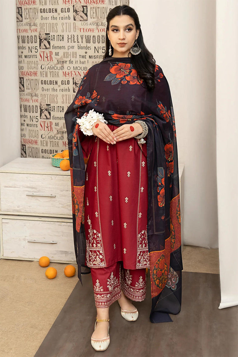 URGE - 3PC DHANAK EMBROIDERED ZN-1019