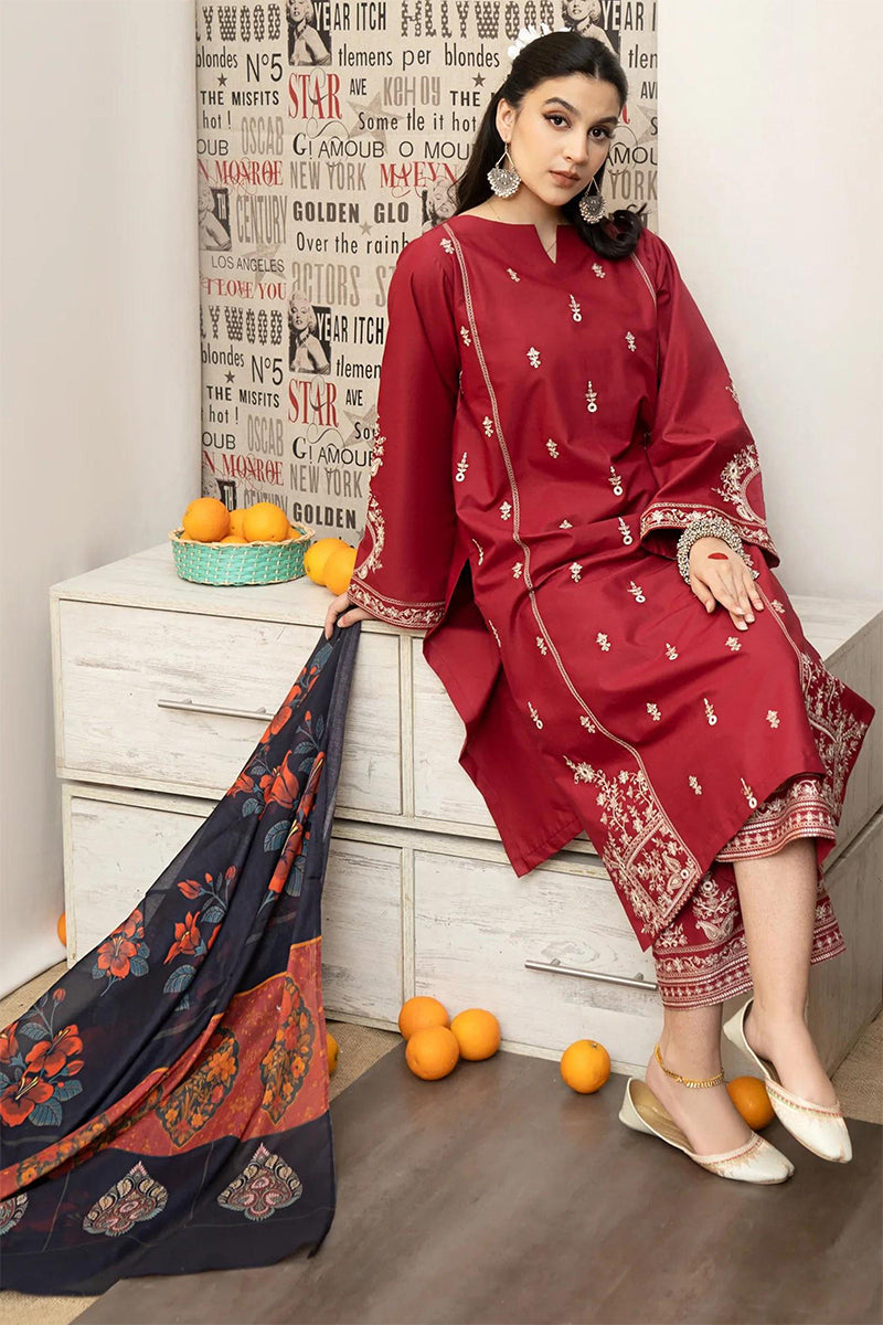 URGE - 3PC DHANAK EMBROIDERED ZN-1019