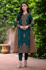 JAZMIN - 3PC DHANAK EMBROIDERED SHIRT WITH DHANAK EMBROIDERED SHAWL AND TROUSER - ZN-1157