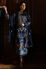 CROSS STITCH - 3PC DHANAK EMBROIDERED SHIRT WITH DHANAK EMBROIDERED SHAWL AND TROUSER - ZN-1152