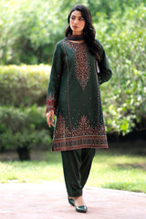 JAZMIN - 3PC DHANAK SEQUIN EMBROIDERED SHIRT WITH TWILL PRINTED SHAWL AND TROUSER - ZN-1158