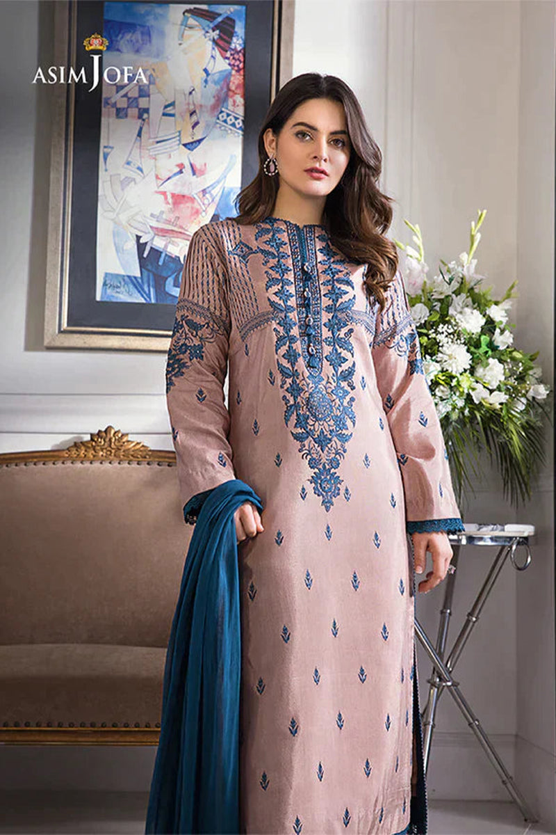 ASIM JOFA - 3PC DHANAK EMBROIDERED ZN-1086