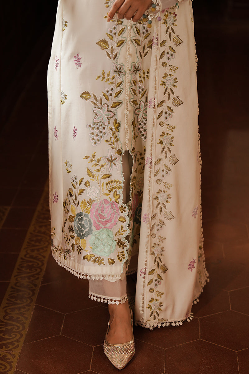 CROSS STITCH - 3PC DHANAK EMBROIDERED SHIRT WITH DHANAK EMBROIDERED SHAWL AND TROUSER - ZN-1159