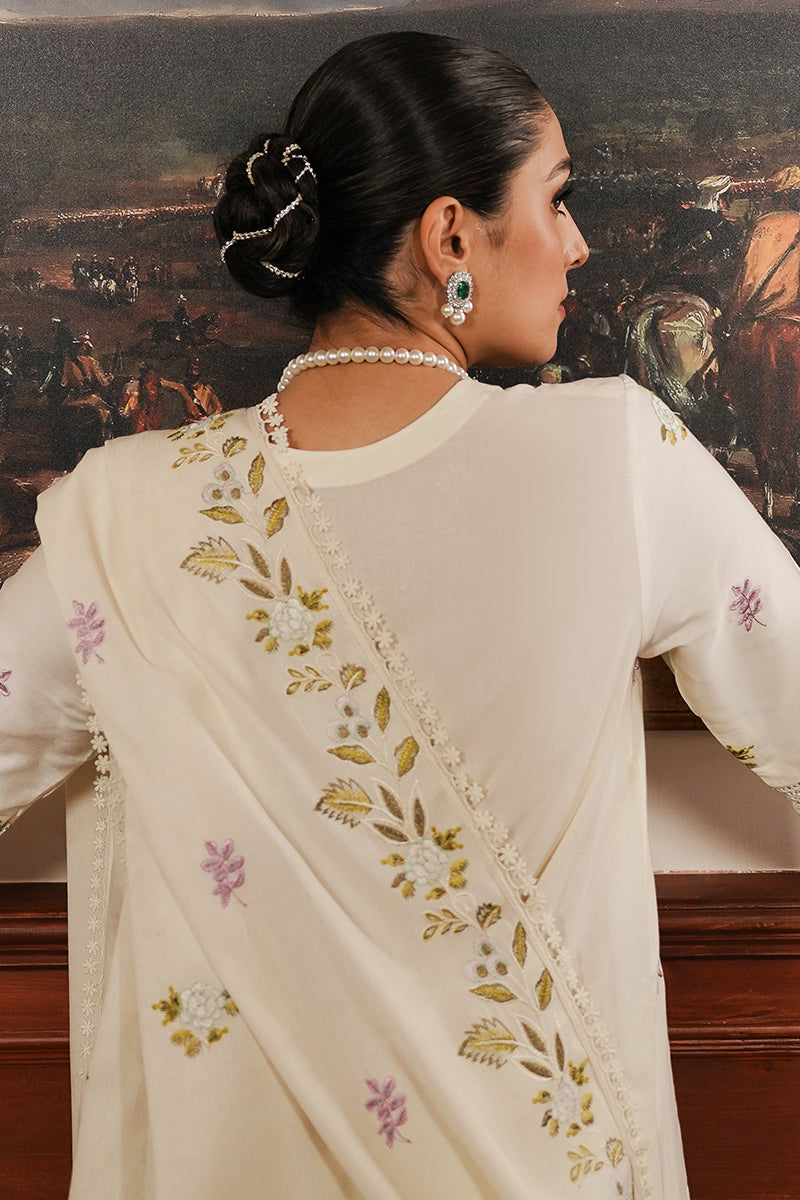 CROSS STITCH - 3PC DHANAK EMBROIDERED SHIRT WITH DHANAK EMBROIDERED SHAWL AND TROUSER - ZN-1159