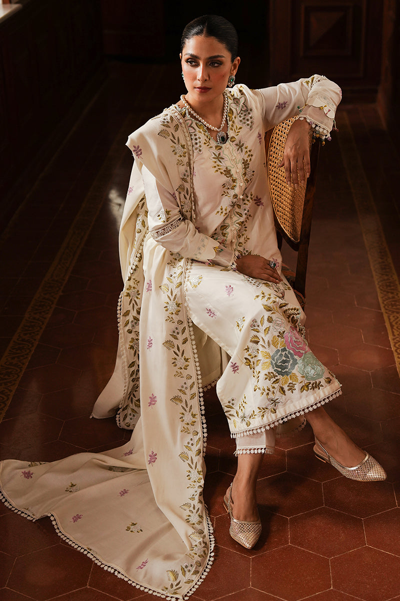 CROSS STITCH - 3PC DHANAK EMBROIDERED SHIRT WITH DHANAK EMBROIDERED SHAWL AND TROUSER - ZN-1159