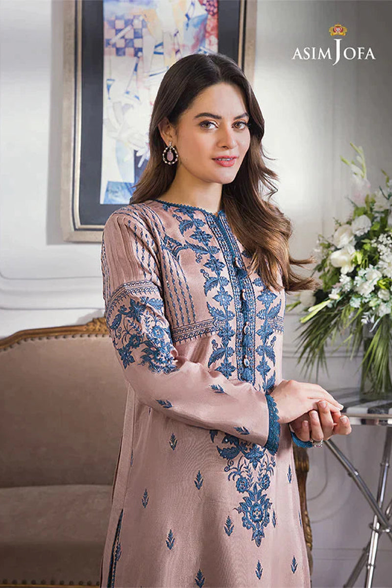 ASIM JOFA - 3PC DHANAK EMBROIDERED ZN-1086