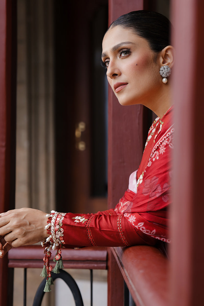CROSS STITCH - 3PC DHANAK EMBROIDERED SHIRT WITH TWILL PRINTED SHAWL AND TROUSER - ZN-1153