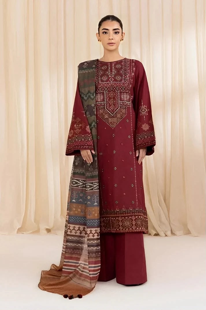 Sapphire Brand Premium Quality Dhanak Embroidery 3 Piece Unstitched Dress ZN-1174