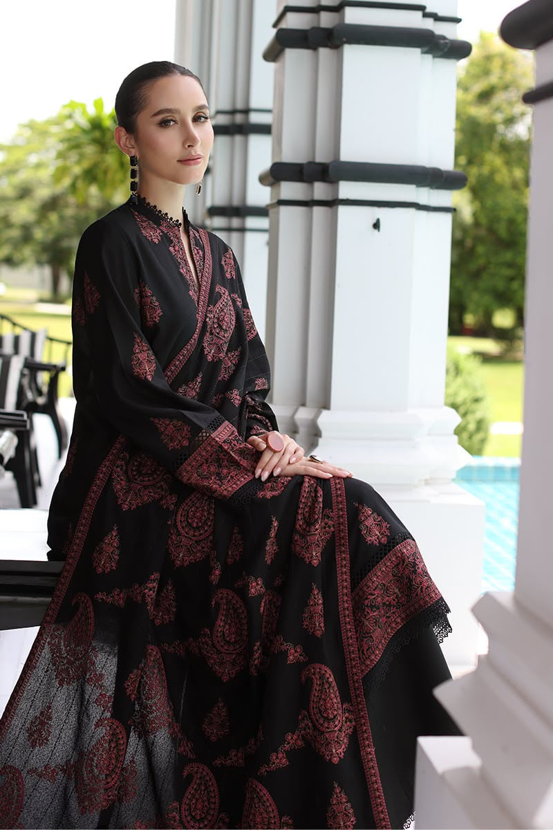 Bareeze Brand Dhanak Heavy Embroidered 3Pc Unstitched Dress Embroidery Shawl ZN-1173