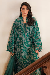 CROSS STITCH - 3PC DHANAK EMBROIDERED SHIRT DHANAK EMBROIDERED DUPATTA AND TROUSER - ZN-1165