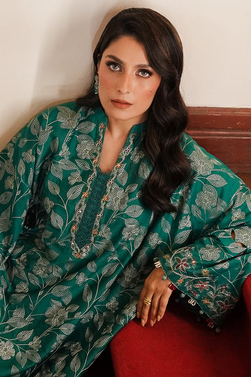 CROSS STITCH - 3PC DHANAK EMBROIDERED SHIRT DHANAK EMBROIDERED DUPATTA AND TROUSER - ZN-1165