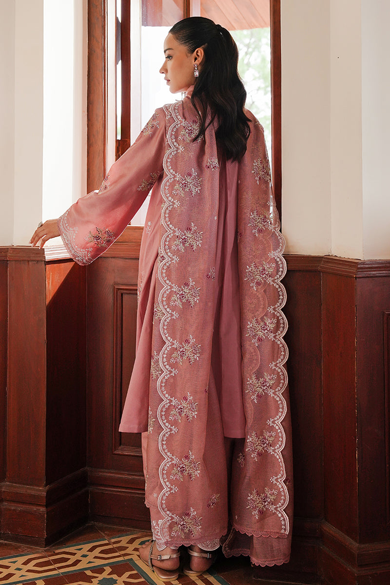 CROSS STITCH - 3PC DHANAK EMBROIDERED SHIRT WITH DHANAK EMBROIDERED SHAWL AND TROUSER - ZN-1163