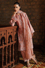 CROSS STITCH - 3PC DHANAK EMBROIDERED SHIRT WITH DHANAK EMBROIDERED SHAWL AND TROUSER - ZN-1163