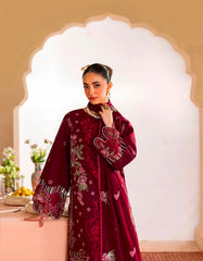 Mahnur Brand Heavy Embroidery Dhanak Fabric 3 Piece Unstitched Design With Embroidered Shawl ZN-1172