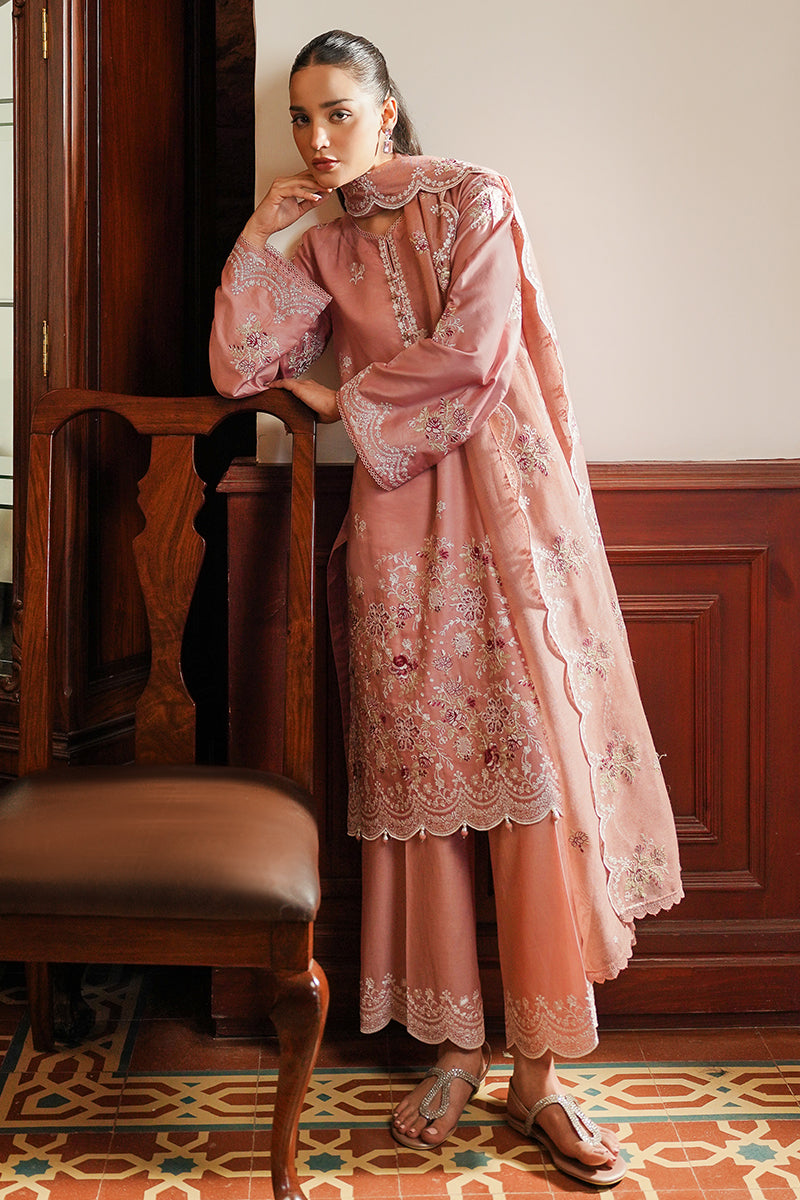 CROSS STITCH - 3PC DHANAK EMBROIDERED SHIRT WITH DHANAK EMBROIDERED SHAWL AND TROUSER - ZN-1163