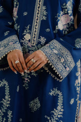 ZARA SHAH JAHAN - 3PC DHANAK EMBROIDERED SHIRT WITH TWILL PRINTED SHAWL AND TROUSER - ZN-1162