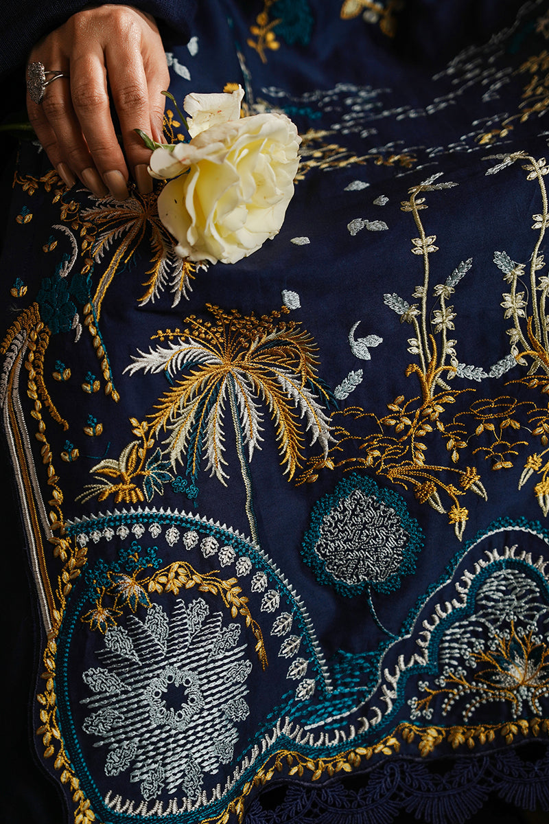 CROSS STITCH - 3PC DHANAK EMBROIDERED SHIRT WITH DHANAK EMBROIDERED SHAWL AND TROUSER - ZN-1152
