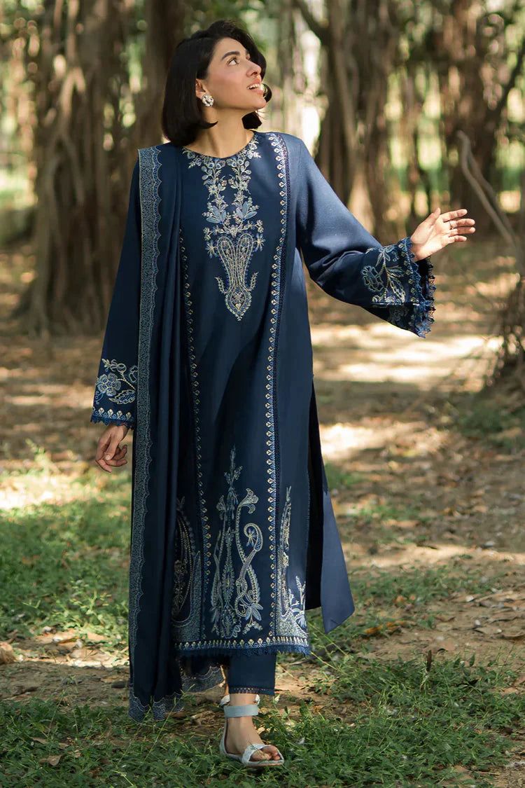 Zellbury Brand Dhanak embroidery Unstitch 3 Piece Dress With Embroidery Shawl ZN-1184