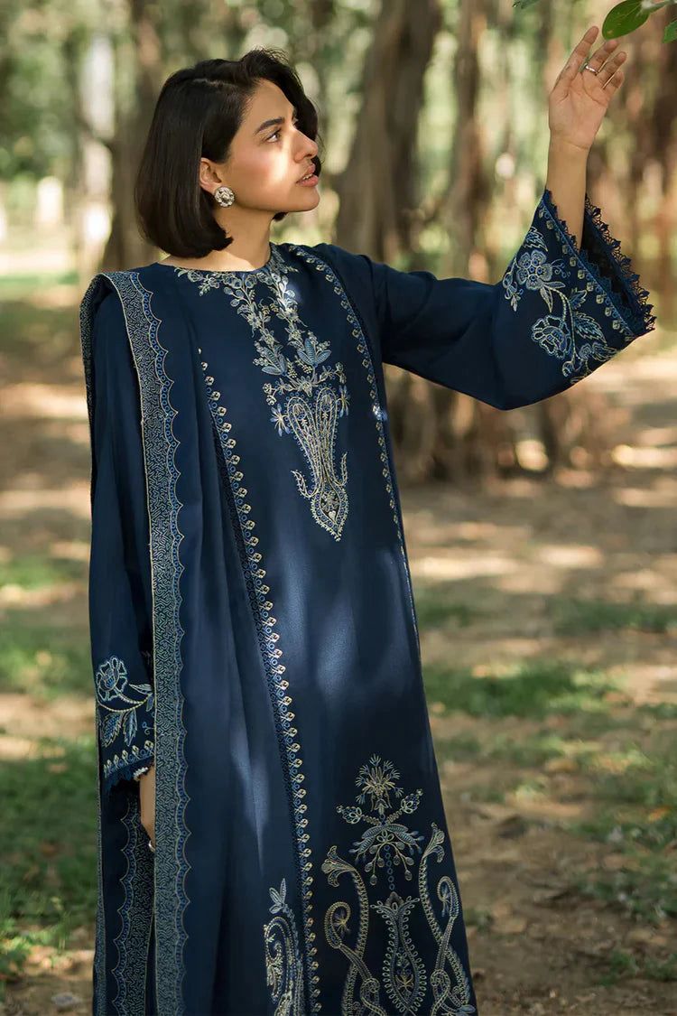Zellbury Brand Dhanak embroidery Unstitch 3 Piece Dress With Embroidery Shawl ZN-1184