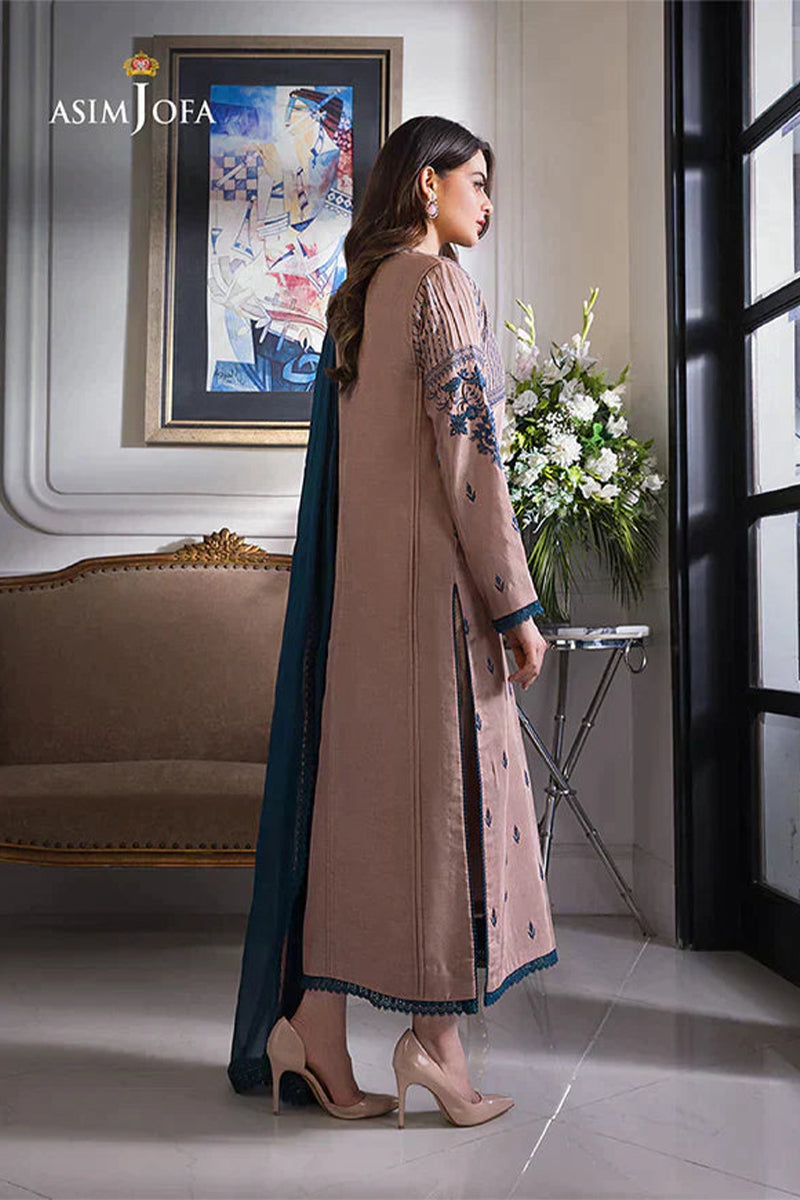 ASIM JOFA - 3PC DHANAK EMBROIDERED ZN-1086