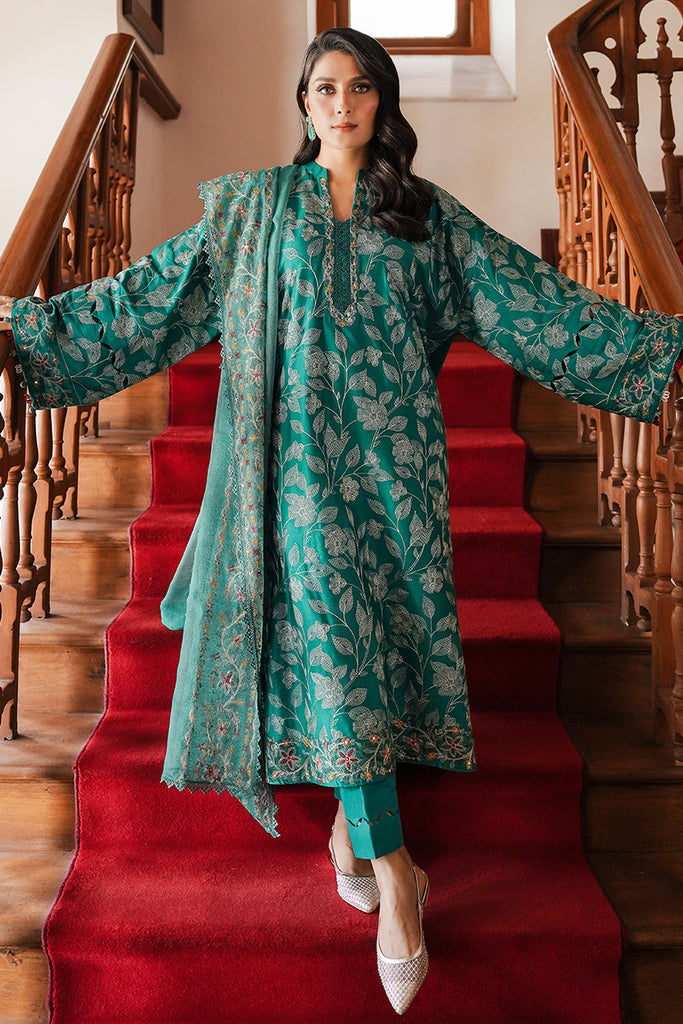 CROSS STITCH - 3PC DHANAK EMBROIDERED SHIRT DHANAK EMBROIDERED DUPATTA AND TROUSER - ZN-1165