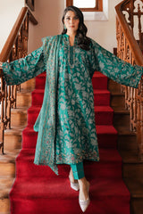 CROSS STITCH - 3PC DHANAK EMBROIDERED SHIRT DHANAK EMBROIDERED DUPATTA AND TROUSER - ZN-1165
