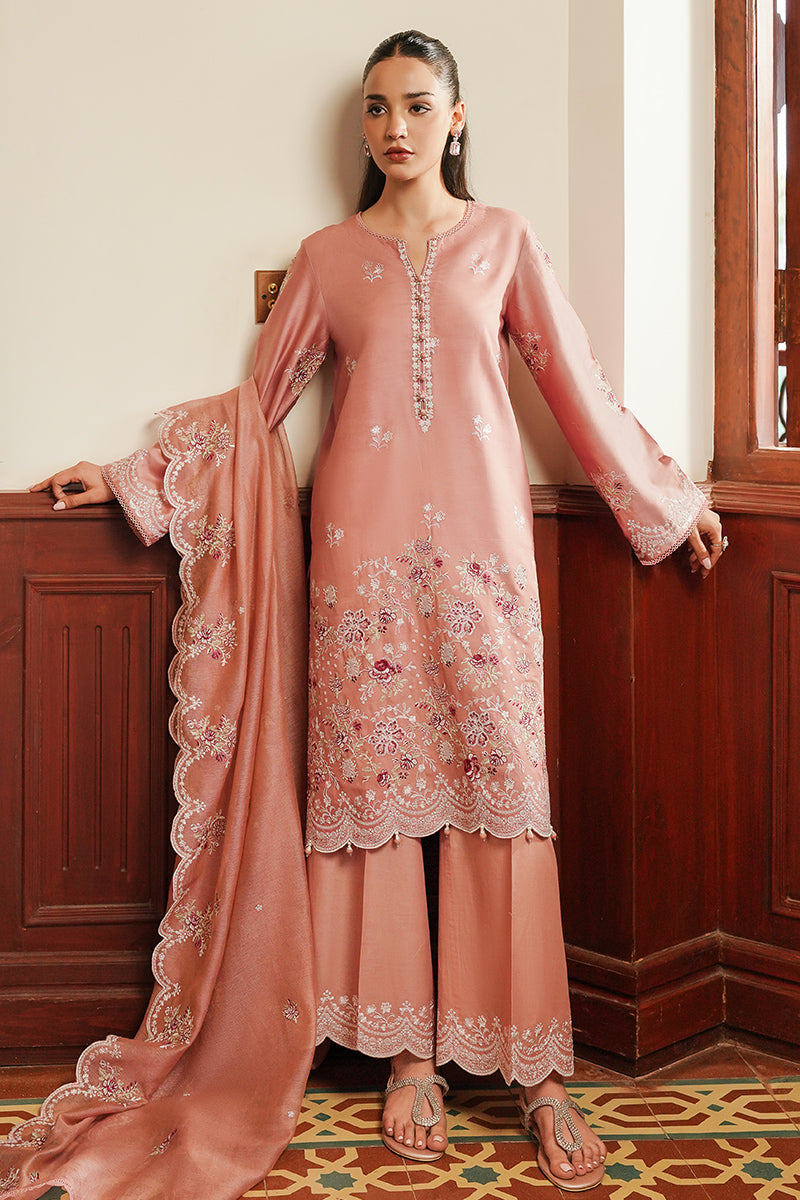 CROSS STITCH - 3PC DHANAK EMBROIDERED SHIRT WITH DHANAK EMBROIDERED SHAWL AND TROUSER - ZN-1163
