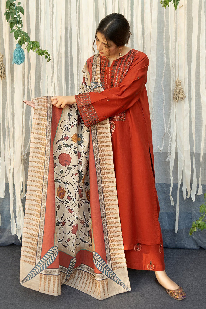 URGE - 3PC DHANAK EMBROIDERED ZN-1063