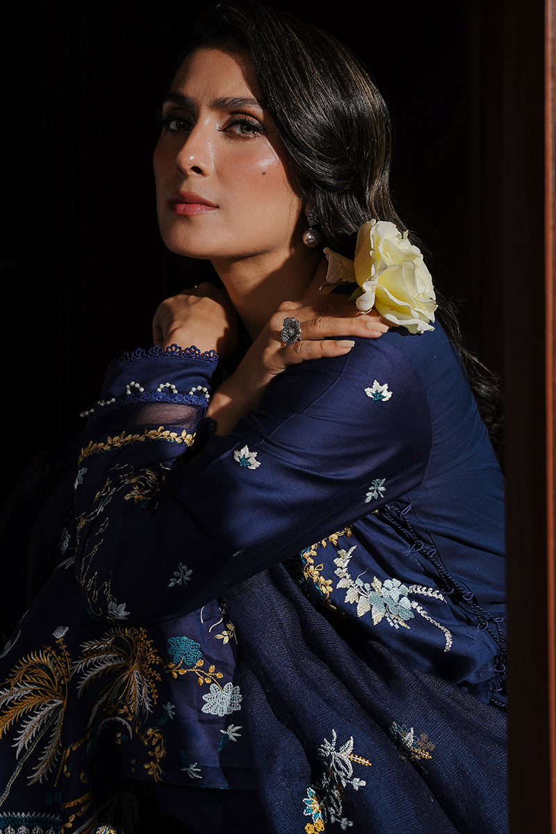 CROSS STITCH - 3PC DHANAK EMBROIDERED SHIRT WITH DHANAK EMBROIDERED SHAWL AND TROUSER - ZN-1152