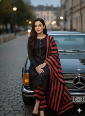 Marina Khaddi Sussi 3Piece Winter Special (Red Black)