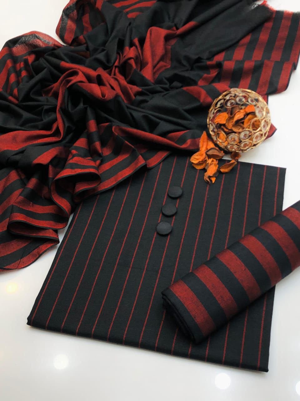 Marina Khaddi Sussi 3Piece Winter Special (Red Black)