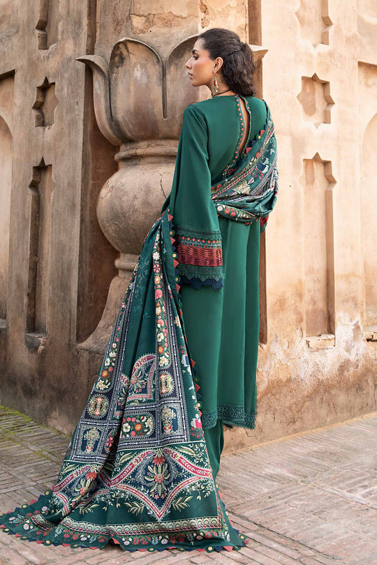 MARIA.B-3PC DHANAK EMBROIDERED SHIRT WITH PRINTED PASHMINA SHAWL AND TROUSER ZDH-518
