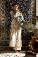 FLORENT - 3PC DHANAK EMBROIDERED SHIRT WITH DHANAK EMBROIDERED SHAWL AND TROUSER - ZN-1187