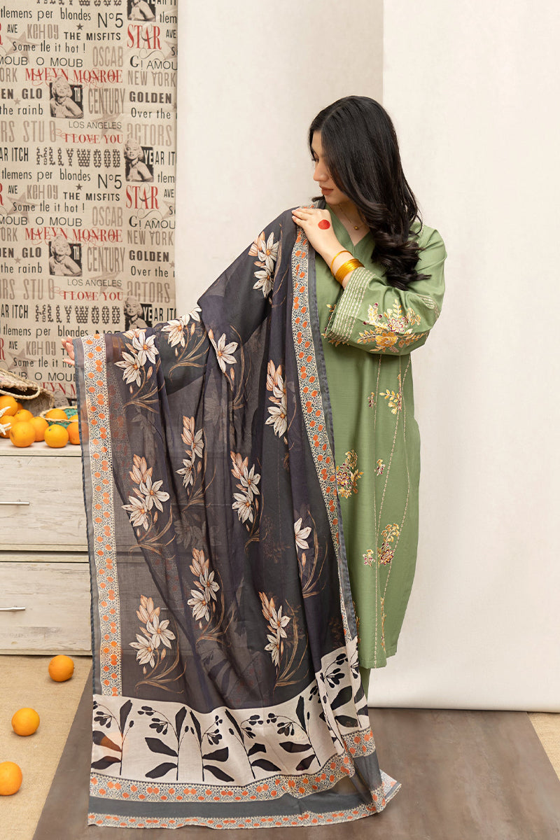 URGE - 3PC DHANAK EMBROIDERED ZN-1059