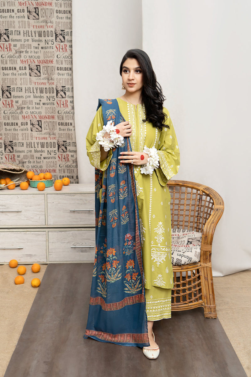 URGE - 3PC DHANAK EMBROIDERED ZN-1056